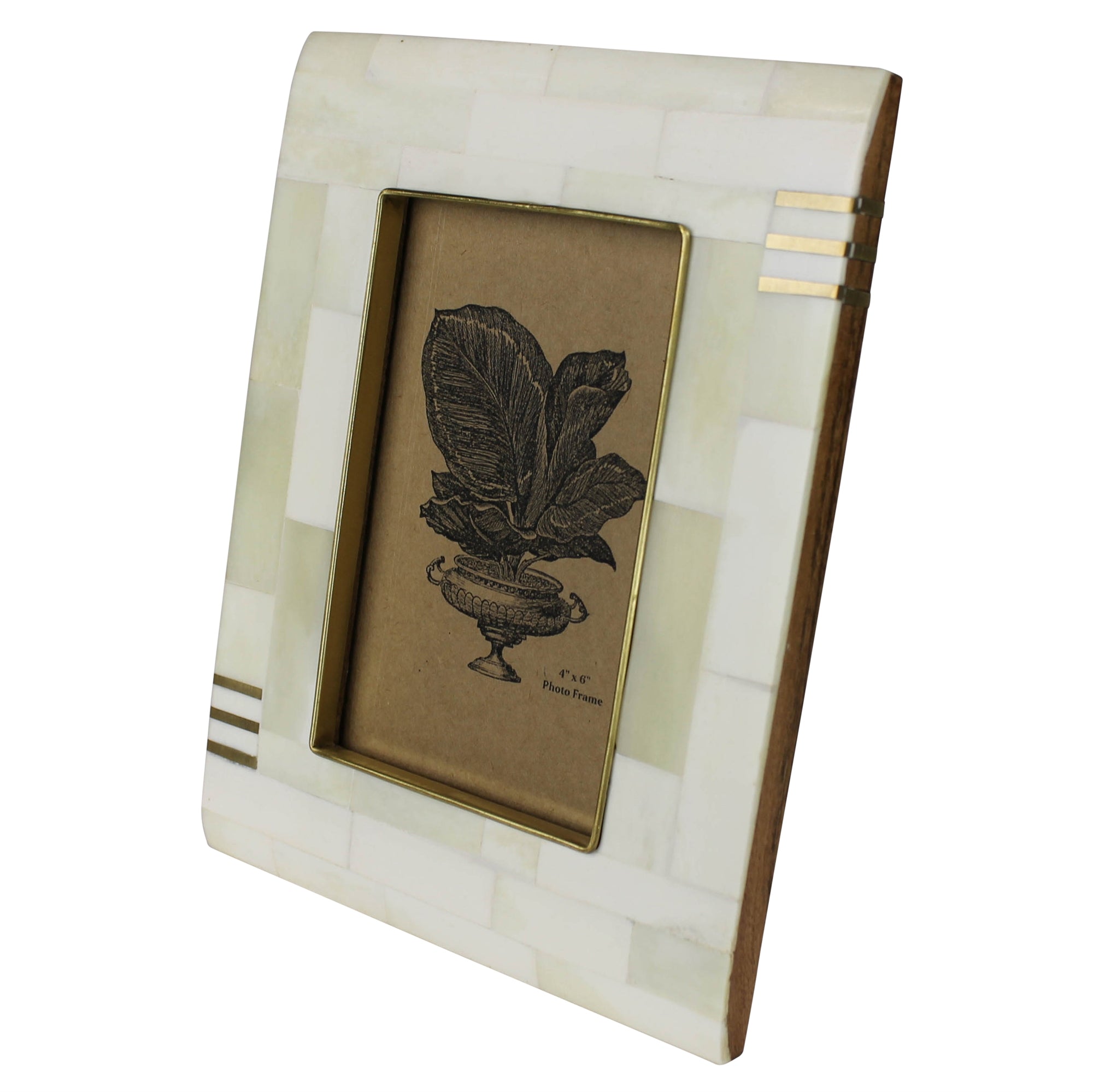 Acacia, Bone & Brass Frame - 4x6