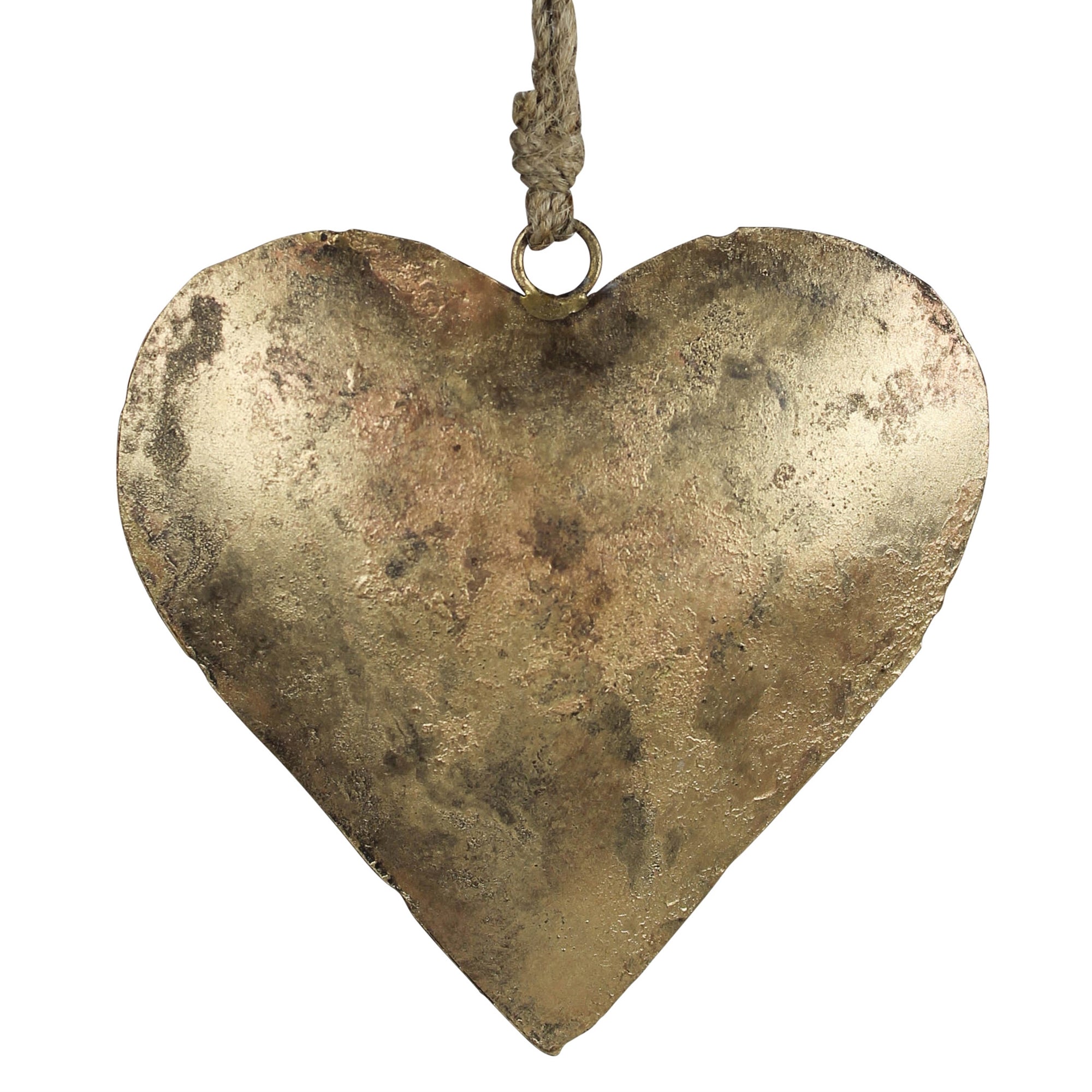 Heart on Rope, Antique Brass - Lrg