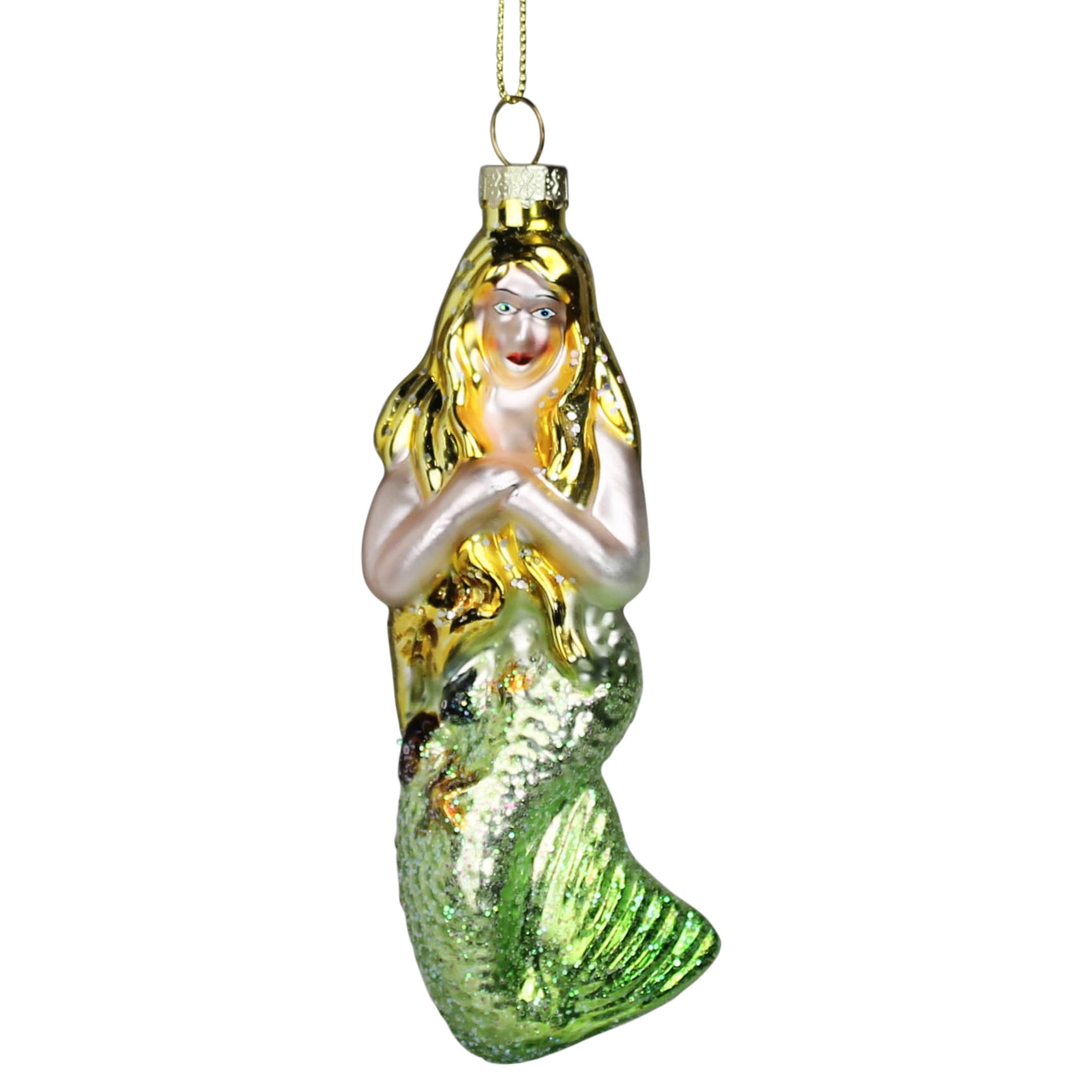 Mermaid Ornament, Glass, Blonde