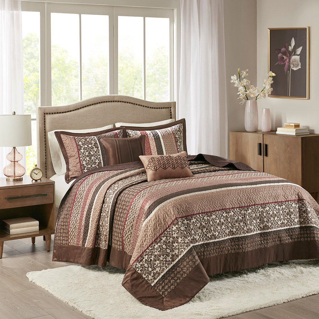 Princeton 5 Piece Reversible Jacquard Bedspread Set