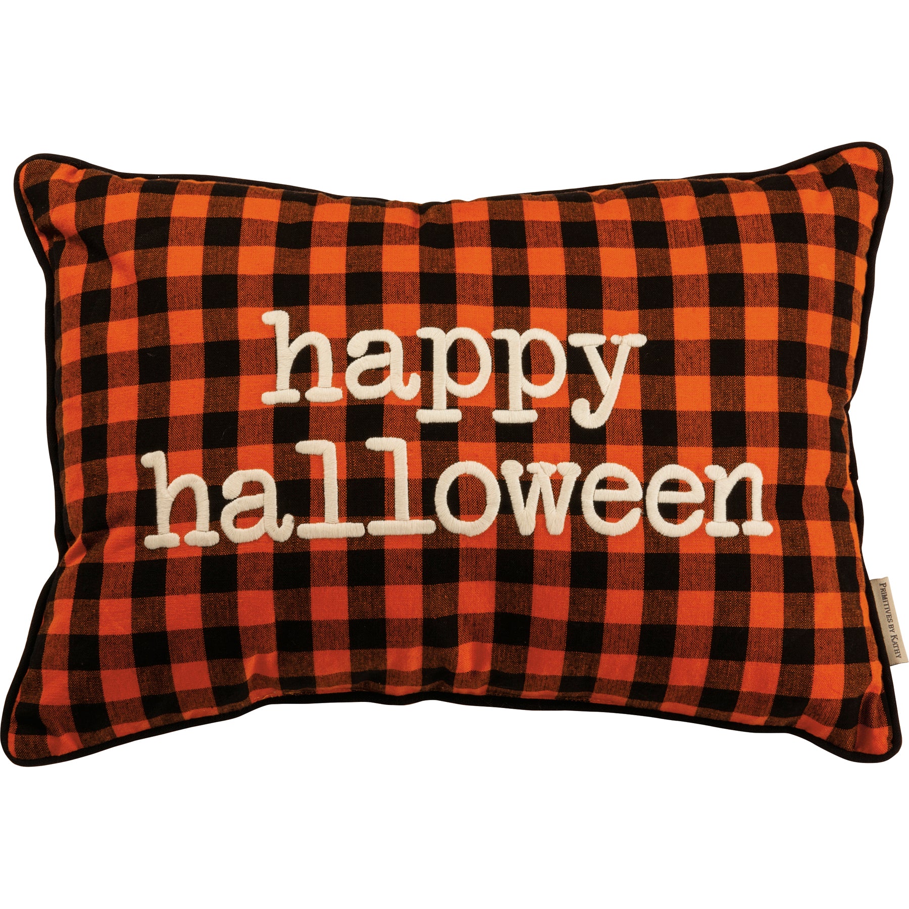 Buffalo Check Happy Halloween Pillow