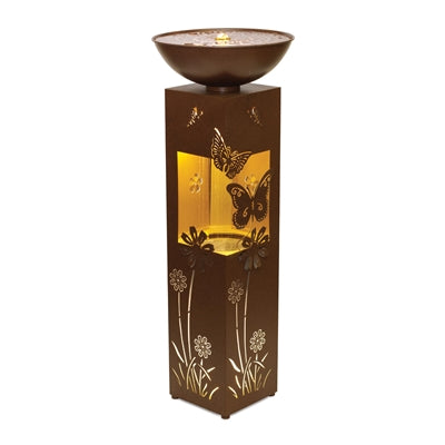 Floral and Butterfly Fountain 13.5"D x 36"H Metal UL Plug (Pump YH-DC400)