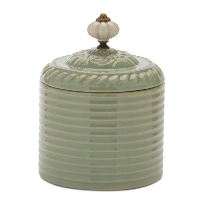 Canister w/Lid 5"D x 6.75"H Iron/Ceramic