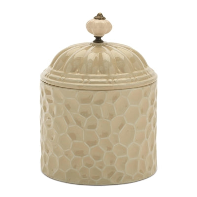 Canister w/Lid 8”H Iron/Ceramic