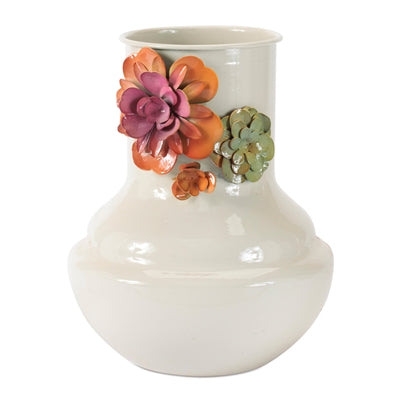 Vase w/Floral 8.5”H Iron