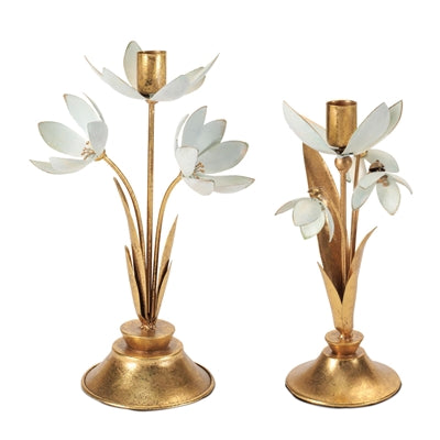 Floral Taper Candle Holders (Set of 2) 9.5"H, 11"H Iron