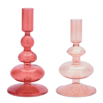 Taper Candle Holder (Set of 2) 5.25"H, 6"H Glass