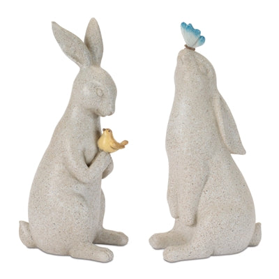 Rabbit w/Bird & Butterfly (2 Asst) 10”H Resin