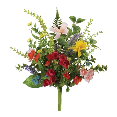 Mixed Floral Bush 21”H Polyester/Plastic