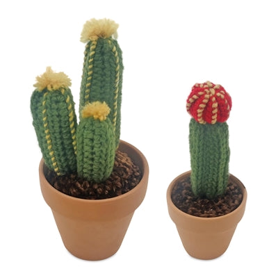 Cactus in Pot (Set of 2) 7.5"H, 9"H Wool/Clay