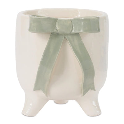 Container w/Bow 3.75”H Stoneware