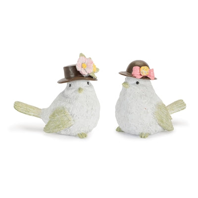 Bird w/Hat (2 Asst) 3.5"H, 4"H Resin