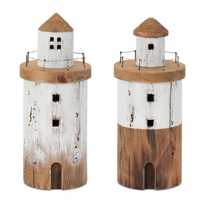 Lighthouse (2 Asst) 10.25”H Wood/Iron