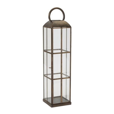 Lantern 19”H Metal/Glass