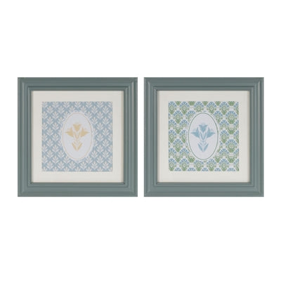 Floral Print (2 Asst) 10”SQ Wood/MDF