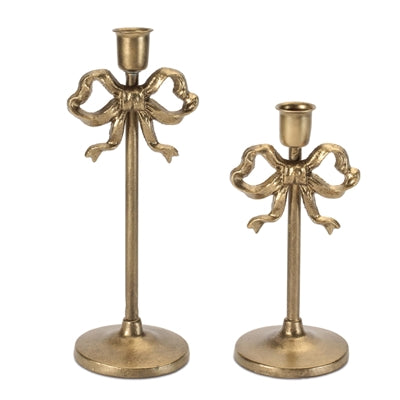 Bow Taper Candle Holder (Set of 2) 8"H, 10"H Iron