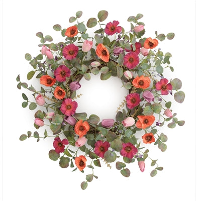 Poppy/Tulip Wreath 22”D Polyester