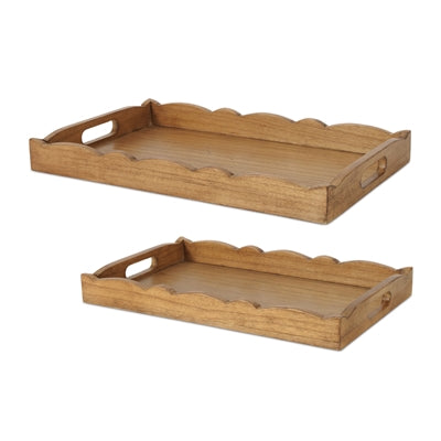 Tray (Set of 2) 16"L x 10"W x 1.75"H, 19"L x 12"W x 2"H Wood/MDF