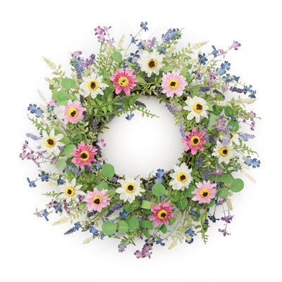 Mixed Floral Wreath 24”D Polyester