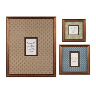 Proverb Frame (Set of 3) 8"SQ, 10.5"SQ, 17"L x 21"H MDF/Paper/Glass