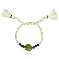 Bracelet, Brass Circle, Blue Beads