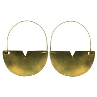 Earring - Cleft Half Circle, Brass