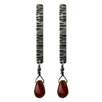 Tab Post Earring with Carnelian, Silver