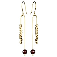 Bodhi Arch Earring with Carnelian, Brass Beads