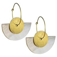 Beldi Earring, Crescent MOP & Round Brass