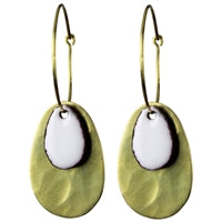 Beldi Earring, Brass & White Enamel