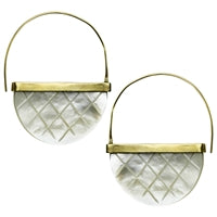 Zahara Earrings, Cross-Hatch, Mother of Pearl
