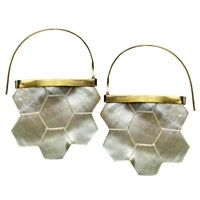 Zahara Earrings, Honeycomb, Mother of Pearl