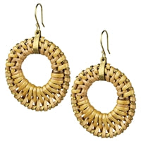 Biscayne Rattan Earring, Oval