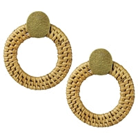 Biscayne Post Earring with Rattan Hoop