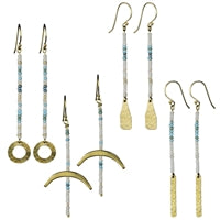 Quay Beaded Earring, Teal - Set of 4