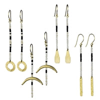 Quay Beaded Earring, Black - Set of 4