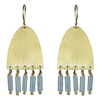 Earring, Arch, Teal Glass Beads