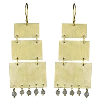 Earring, 3-Tiered with Onyx Beads