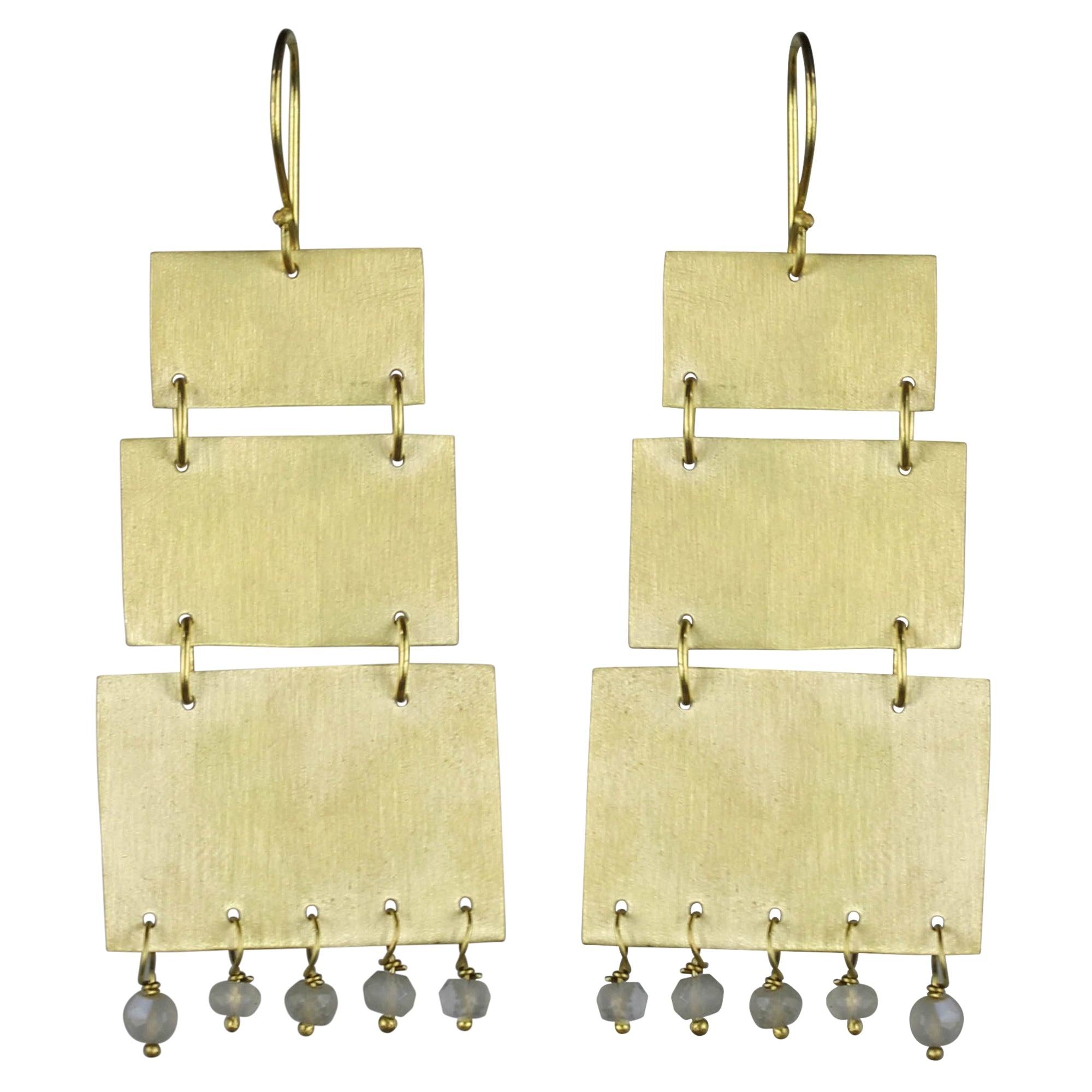 Earring, 3-Tiered with Onyx Beads