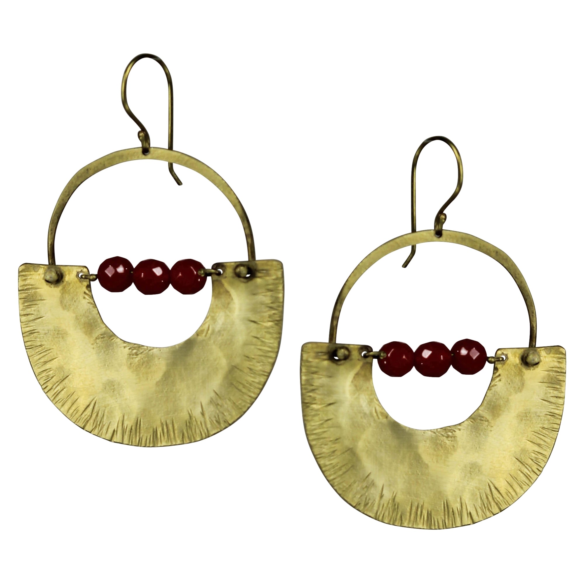 Canyon Earring, Brass, Carnelian
