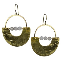 Canyon Earring, Brass, White Onyx