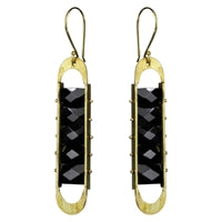Capsule Earring, Brass, Onyx