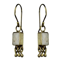 Bezel Earring, Brass, Chrysoprase