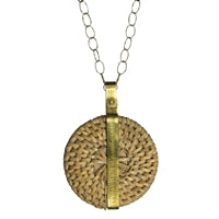 Biscayne Rattan Necklace with Brass Band
