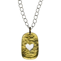 Gia Necklace, Heart, Brass and Mother of Pearl