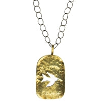 Gia Necklace, Bird, Brass and Mother of Pearl