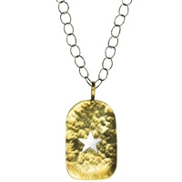 Gia Necklace, Star, Brass and Mother of Pearl