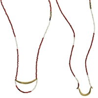 Quay Beaded Necklace, Red - Set of 2