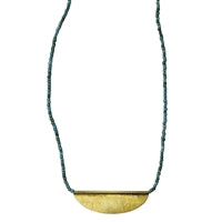 Necklace with Crescent, Teal Beads