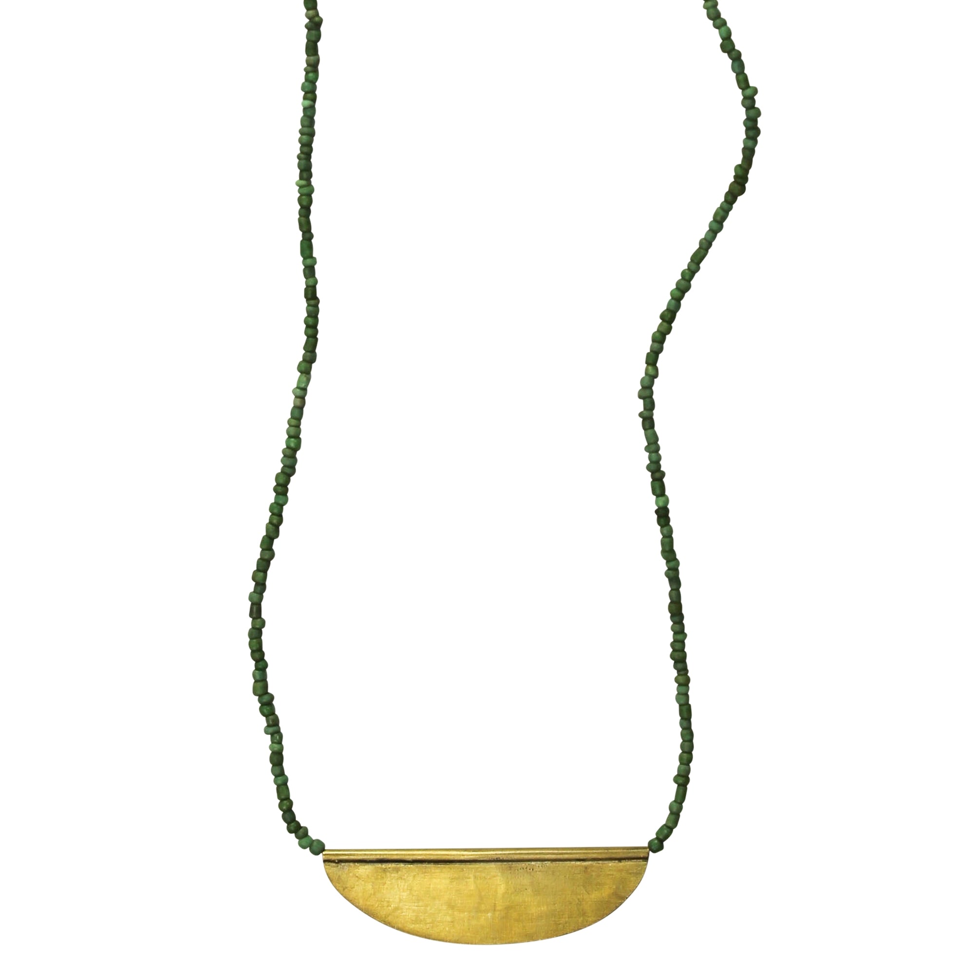 Necklace with Crescent, Green Beads